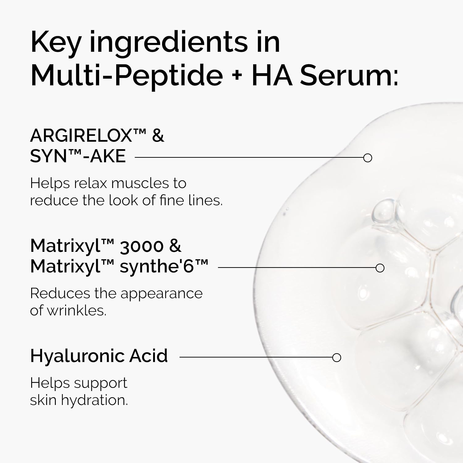 image:imageMultiPeptide Hyaluronic Acid AntiAging Peptide Serum for Crows Feet Elasticity amp Firmness 1 Fl Oz