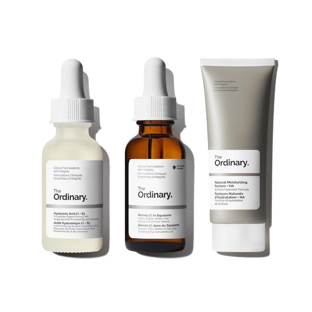 image:imageThe Ordinary Fine Lines amp Wrinkles Collection Skin Care Bundle Set Retinol 1 in Squalane 1 Fl Oz Hyaluronic Acid 2 B5 1 Fl Oz Natural Moisturizing Factors HA 34 Fl Oz