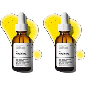 The Ordinary 100% Organic Cold-Pressed Rose Hip Seed Oil, Addresses Signs of Aging by Improving the Appearance of Uneven Skin Tone, Supporting Skin Elasticity, 1 Fl Oz(1 Fl Oz (Pack of 2))