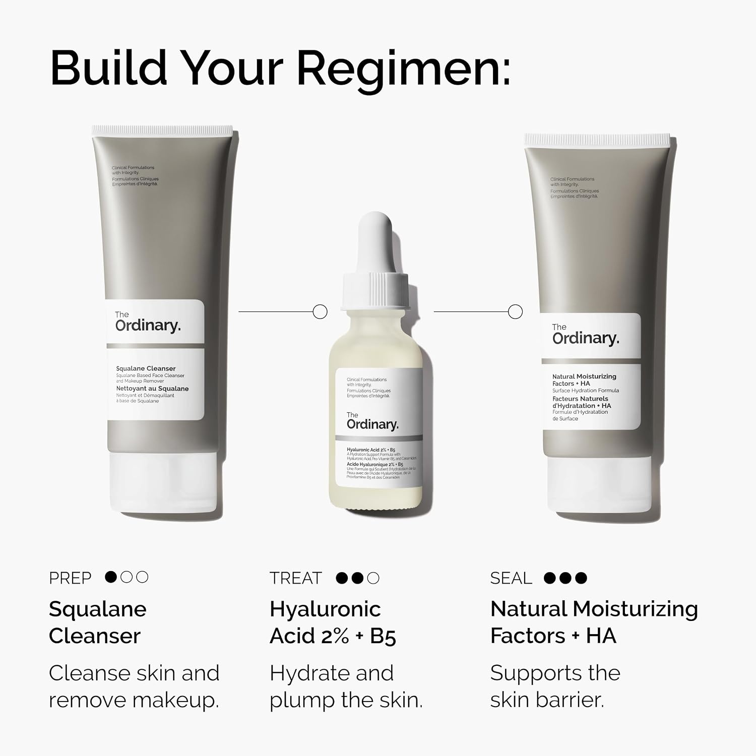 image:imageThe Ordinary Hydrating Collection Skin Care Bundle Set For Oily Skin Hyaluronic Acid 2 B5 1 Fl Oz Squalane Cleanser 51 Fl Oz Natural Moisturizing Factors Beta Glucan 1 Fl Oz